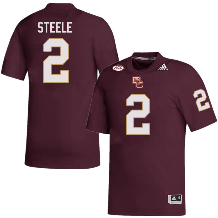 Boston College Eagles #2 Bryce Steele College Football Jerseys Stitched-Maroon